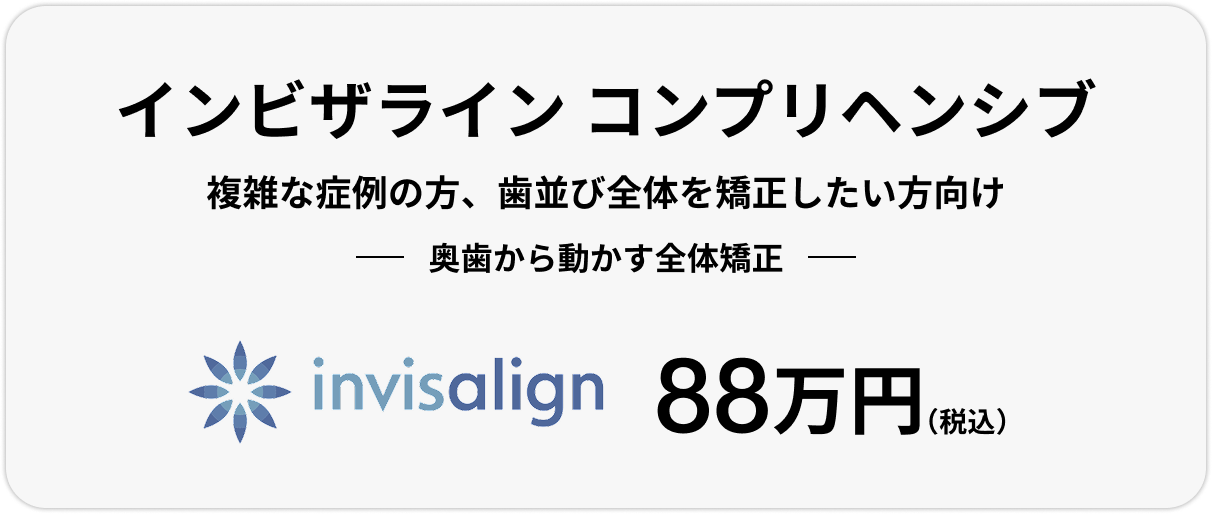 インビザライン フル、88万円（税込）