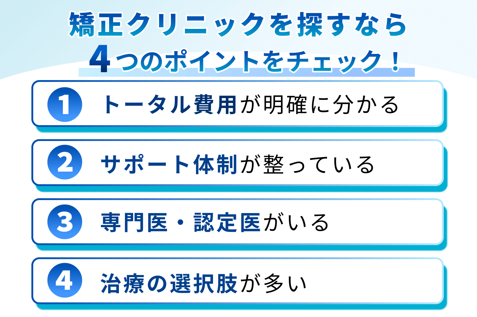 おすすめ矯正歯科医院の選定基準4ポイント